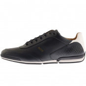 BOSS Saturn Lowp Leather Trainers Navy